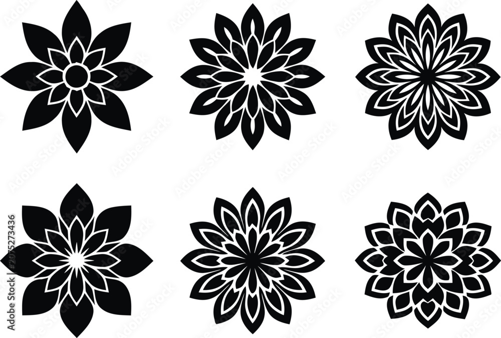 Obraz premium Premium Lotus Floral Mandala Decorative Vector Design Set