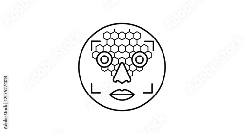 Facial Recognition Technology Icon: Biometric Security, AI, Cyber Security, Digital Identity