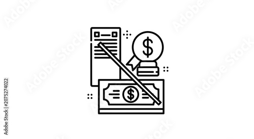 Financial Audit Icon: Magnifying Glass Over Dollar Bill and Document