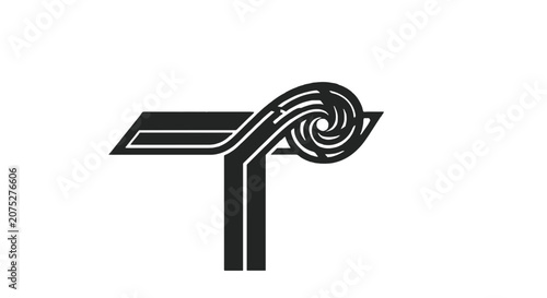 Modern māori koru symbol with feather design
