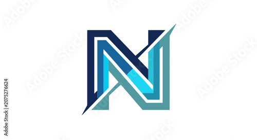 Modern stylized letter n logo with geometric design