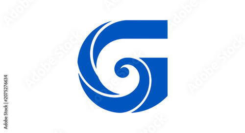 Blue abstract letter g logo with swirl design