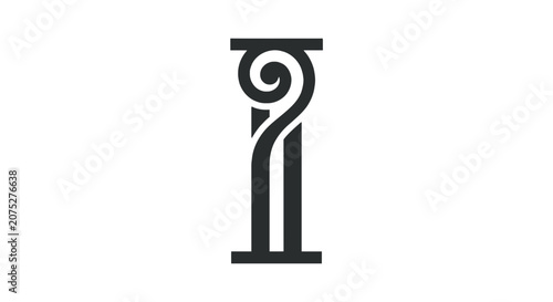 Decorative stylized letter i with swirl design