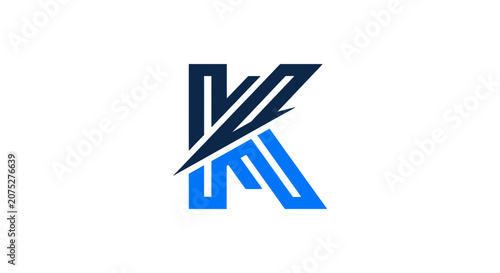 Modern stylized letter k with blue and black design