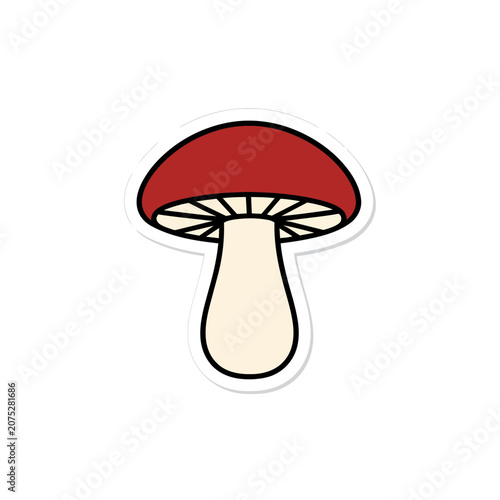 Red and white mushroom flat vector illustration