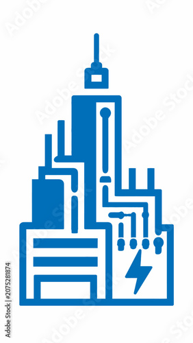 A blue icon representing a modern industrial power plant facility