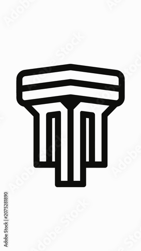 A minimalist graphic icon featuring a stylized architectural column design