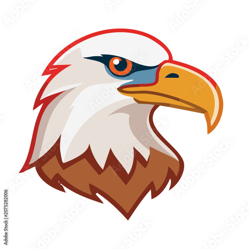 Bald eagle head flat vector illustration