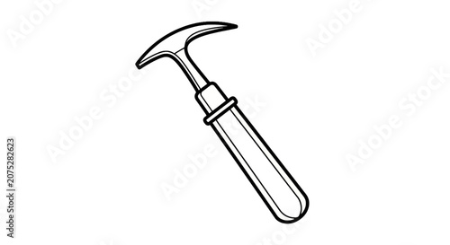 Hand Garden Hoe Tool with Wooden Handle Icon