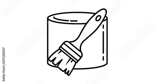 Paint Can and Brush for Home Renovation and DIY Projects