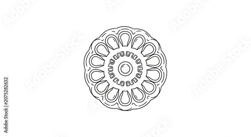 Circular Ornamental Rosette Pattern Design Element