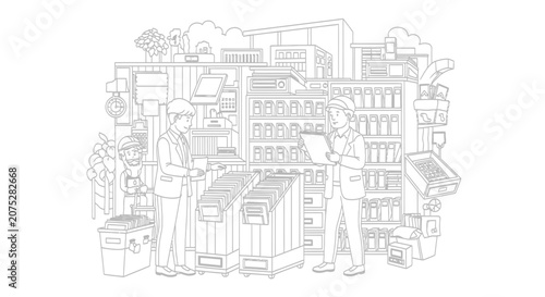 Logistics Managers Conducting Inventory Audit in Warehouse