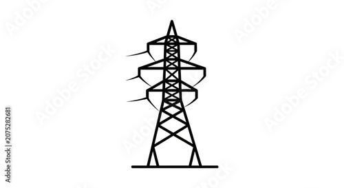 Electricity Transmission Tower Icon on White Background