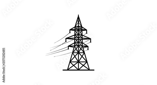 High Voltage Power Line Tower Electrical Pylon Graphic