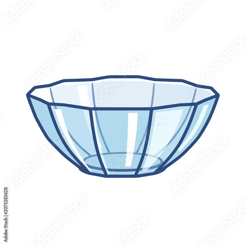 Transparent glass bowl vector illustration