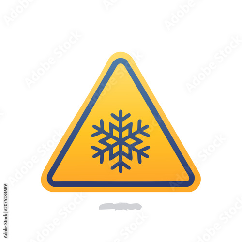 Yellow snowflake warning sign vector icon