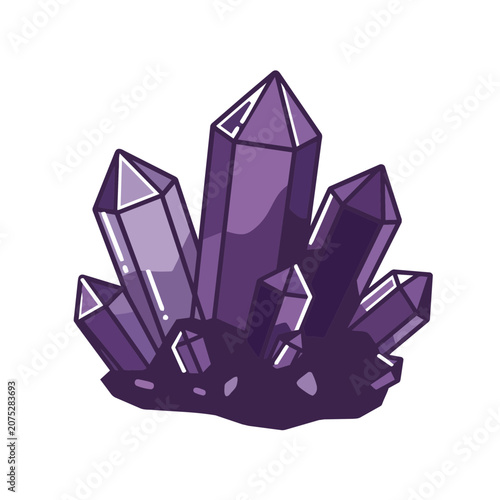 Amethyst crystal cluster vector illustration
