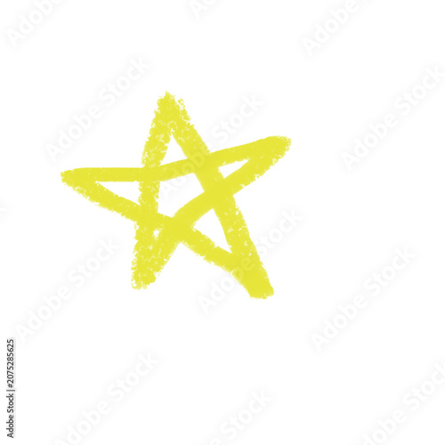 Hand Drawn Grunge Chalk Star Icon. Sketch Doodle Favorite Rating Symbol Isolated on White Background