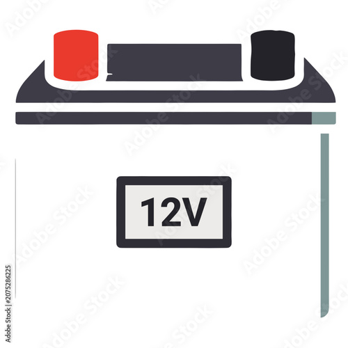 12V Car Battery Flat Vector Icon
