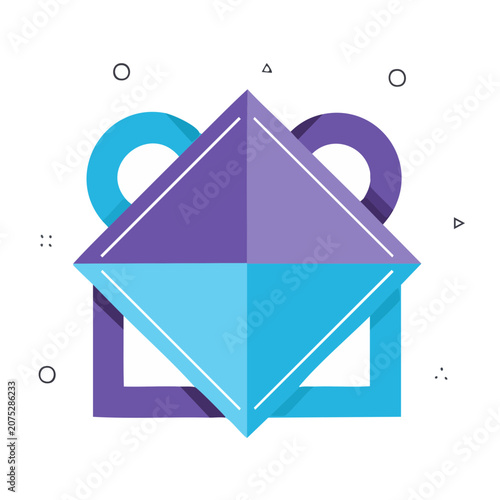 Abstract geometric icon with purple and blue shapes