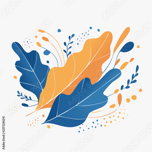 Abstract Blue and Orange Leaves Illustration