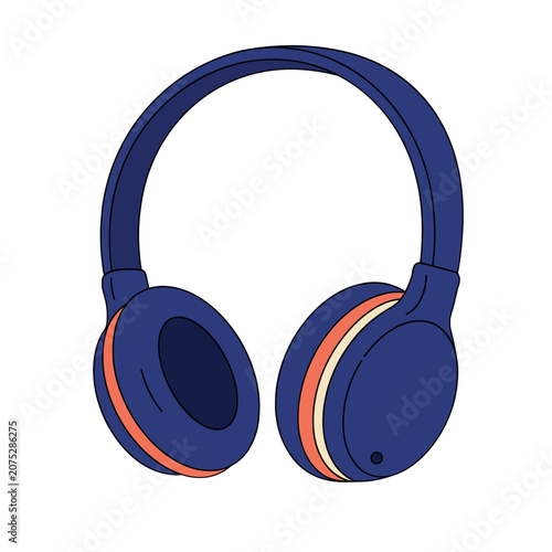 Blue and orange wireless headphones vector illustration