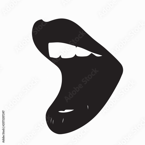 Konstfotografi Female Mouth Expression Open Silhouette Vector Illustration