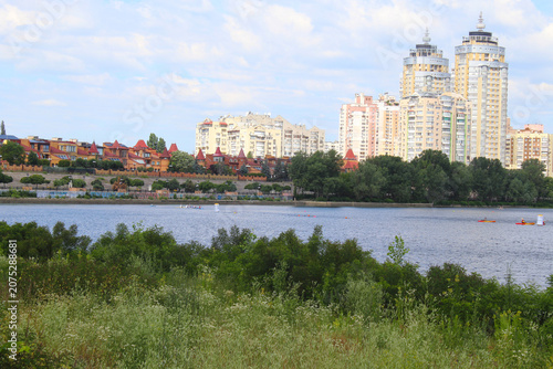Fotografie summer landscape with river Dnipro  in the city of Kyiv Ukraine