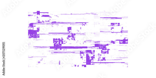 Obraz na płótnie Glitchy purple digital distortion effect on a transparent background with abstra