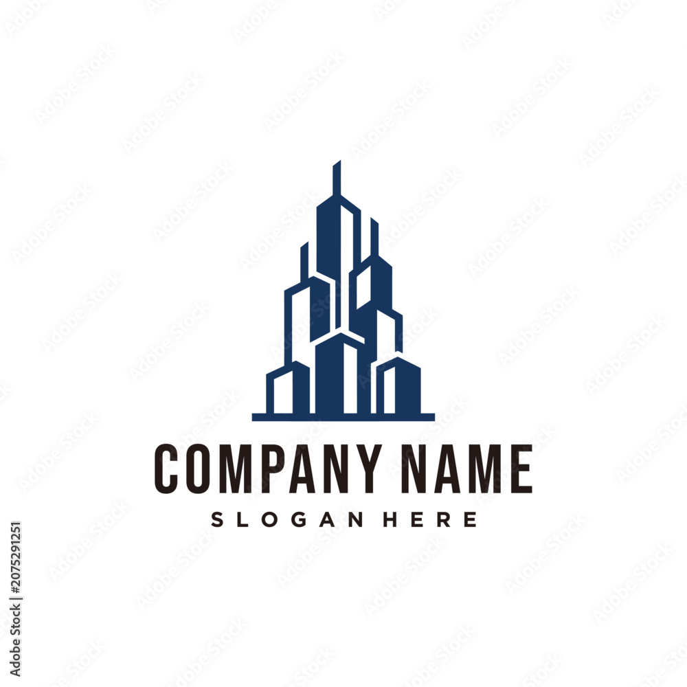 Fototapeta premium Minimalist Skyscraper City Skyline Logo Design