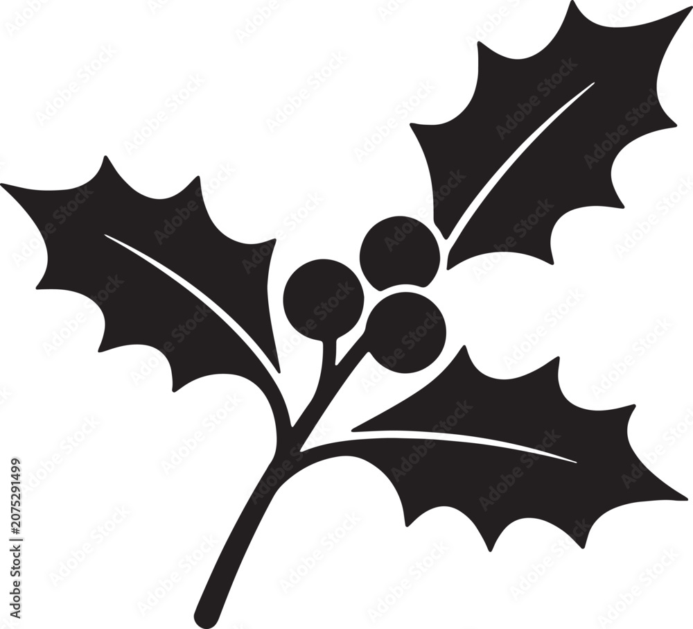 Naklejka premium Mistletoe, Christmas, Holiday, Black Icon, Vector Graphic isolated on Transparent Background