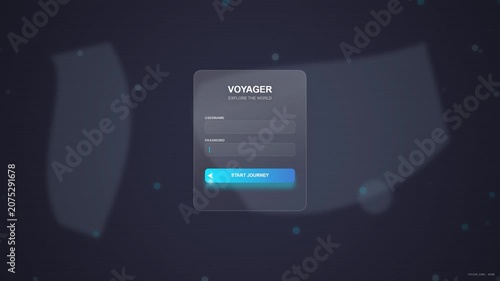 Futuristic Voyager Login Screen Animation - Glassmorphism UI