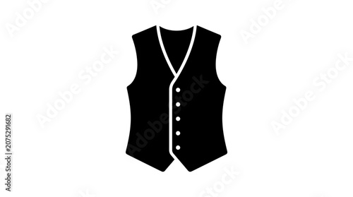 Tableau sur toile Black waistcoat silhouette on a white background simple apparel design