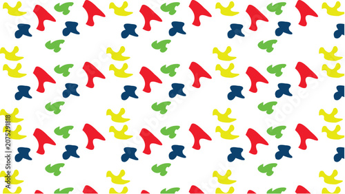 Fotografie Abstract bird pattern vector illustration colorful red yellow green blue shapes