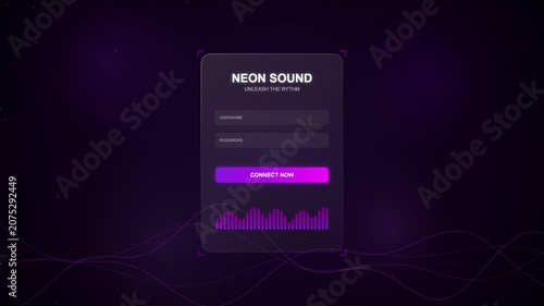 Neon Sound UI Animation - Futuristic Login Form with Audio Visualizer