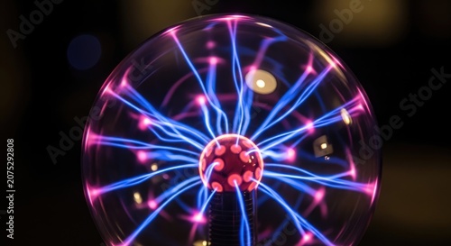 Intricate Plasma Globe Displaying Electrical Energy and Scientific Concepts.