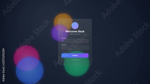 Abstract Bokeh Animation with Glassmorphism Login Screen