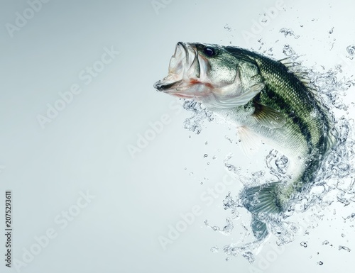 Jumping bass, water splashes