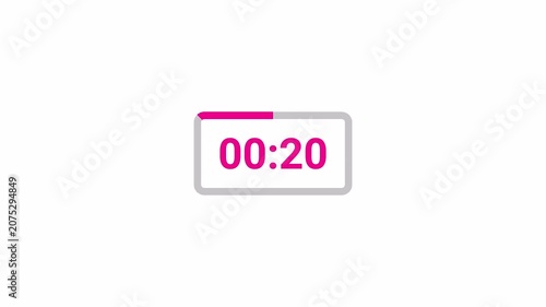 2 minutes countdown 4k animation from 120 seconds to 0 seconds with alpha channel, two minute countdown timer on transparent background, 2 minute digital timer  video in  hours, minutes, seconds