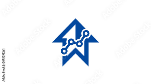 Schilderij op canvas Blue Arrow Link Chain Icon.