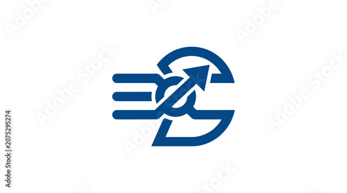 Foto Blue Arrow Moving in Circle Logo.