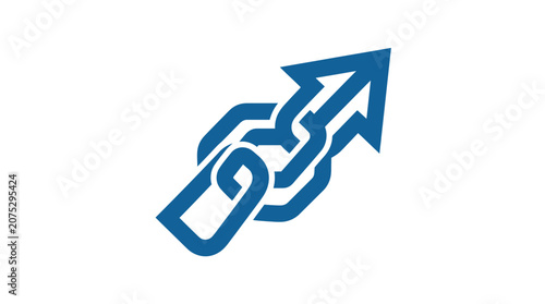 Bilde på lerret Blue chain link with arrow symbol.