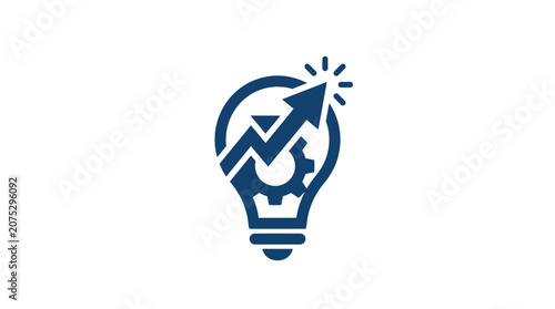 Obraz na płótnie Blue light bulb with graph inside.