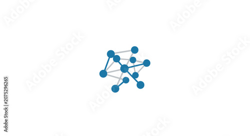 A digital illustration of a complex network structure on a white background