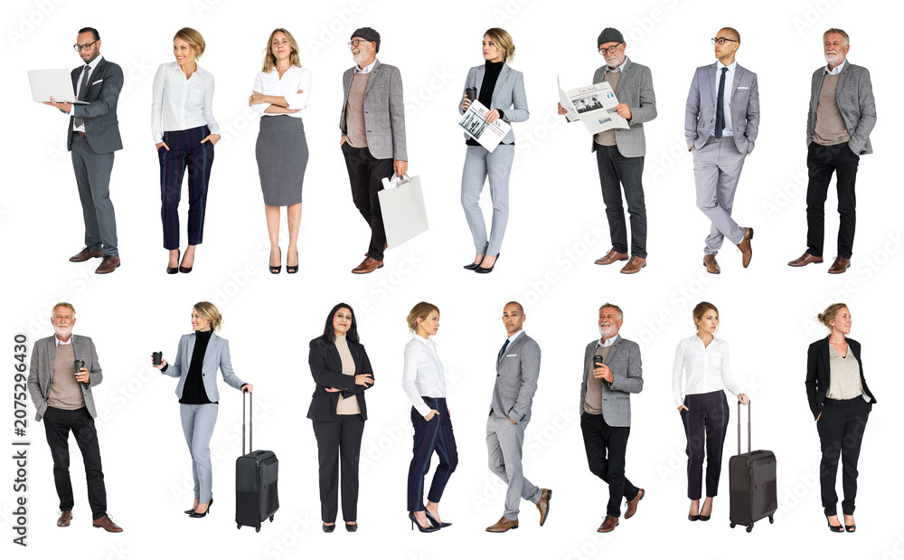 Fototapeta premium PNG Diverse professionals with business attire on transparent background