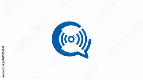 Quadro em tela Blue speech bubble with sound waves.