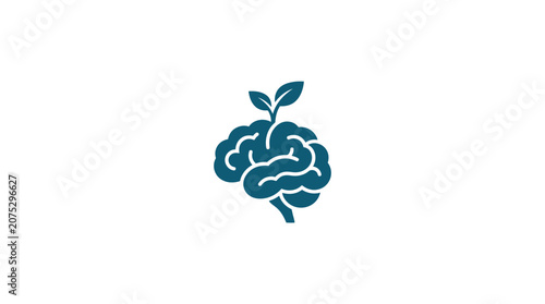 Brain with green sprout growing out.
