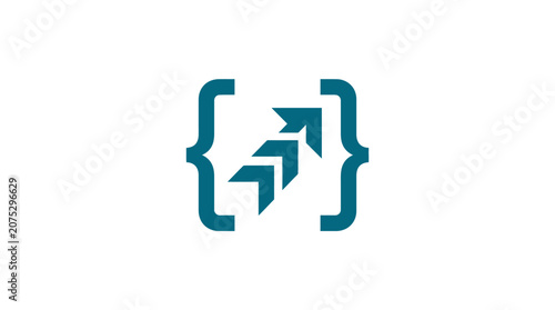 Bracket code symbol with arrows.