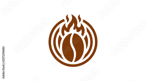 Brown coffee bean flame logo symbol.