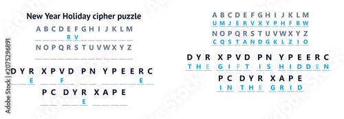 Photos New Year holiday cipher puzzle with hidden messages and clues